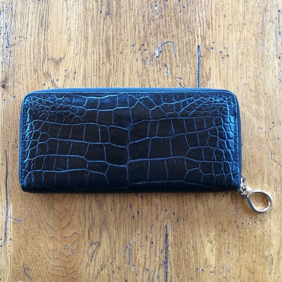 Cole Haan Embossed Crocodile Zip Around Wallet - Picture 2 of 4
